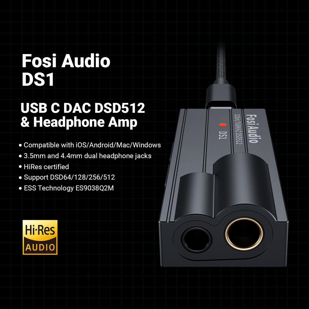 DS1 equipped with ES9038Q2M DAC for rich, detailed playback