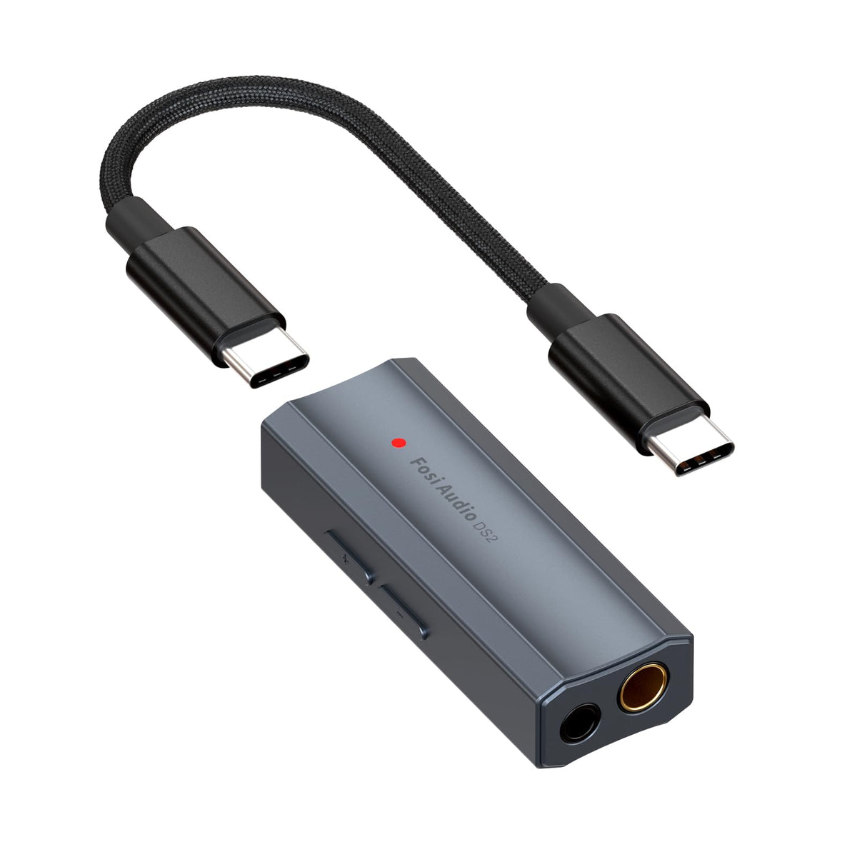 Fosi Audio DS2 front view, compact portable DAC for on-the-go listening