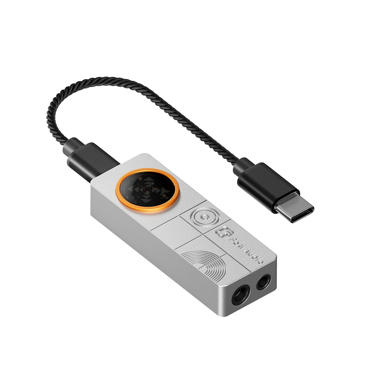 Fosi Audio DS3 front view showing compact portable DAC/AMP for mobile listening