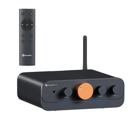 Fosi Audio HT4S front panel with a dial for easy volume control