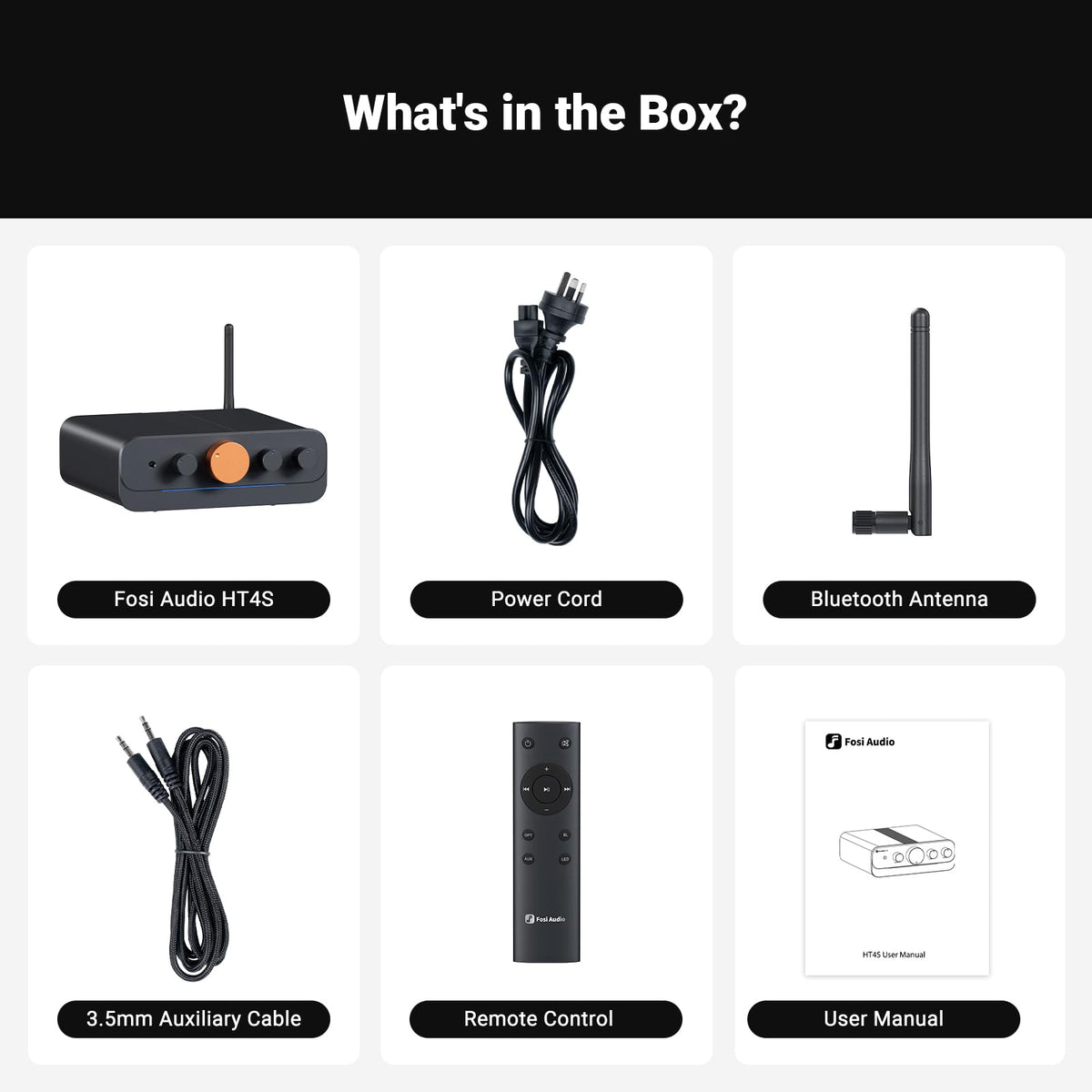 HT4S compact home theater setup suitable for desktops or small rooms