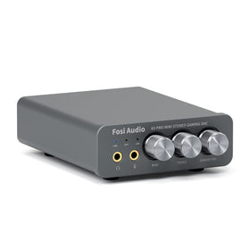 Fosi Audio K5 Pro front view with controls and USB-C port for gaming setup