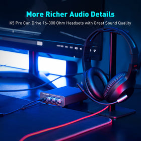 Box contents: K5 Pro DAC amp, cables, and manual