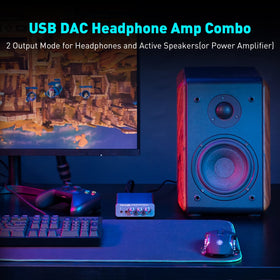 PS5 gaming setup featuring Fosi Audio K5 Pro for enhanced audio