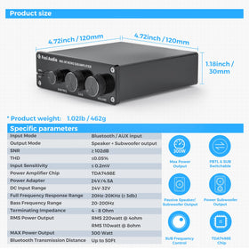Fosi Audio M01-BT banana plug and bare wire outputs delivering reliable power