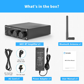 Fosi Audio M01-BT connected to a passive subwoofer for deep bass performance