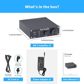 Fosi Audio M03 built-in sub bass filter supporting 20-300 Hz bass control.
