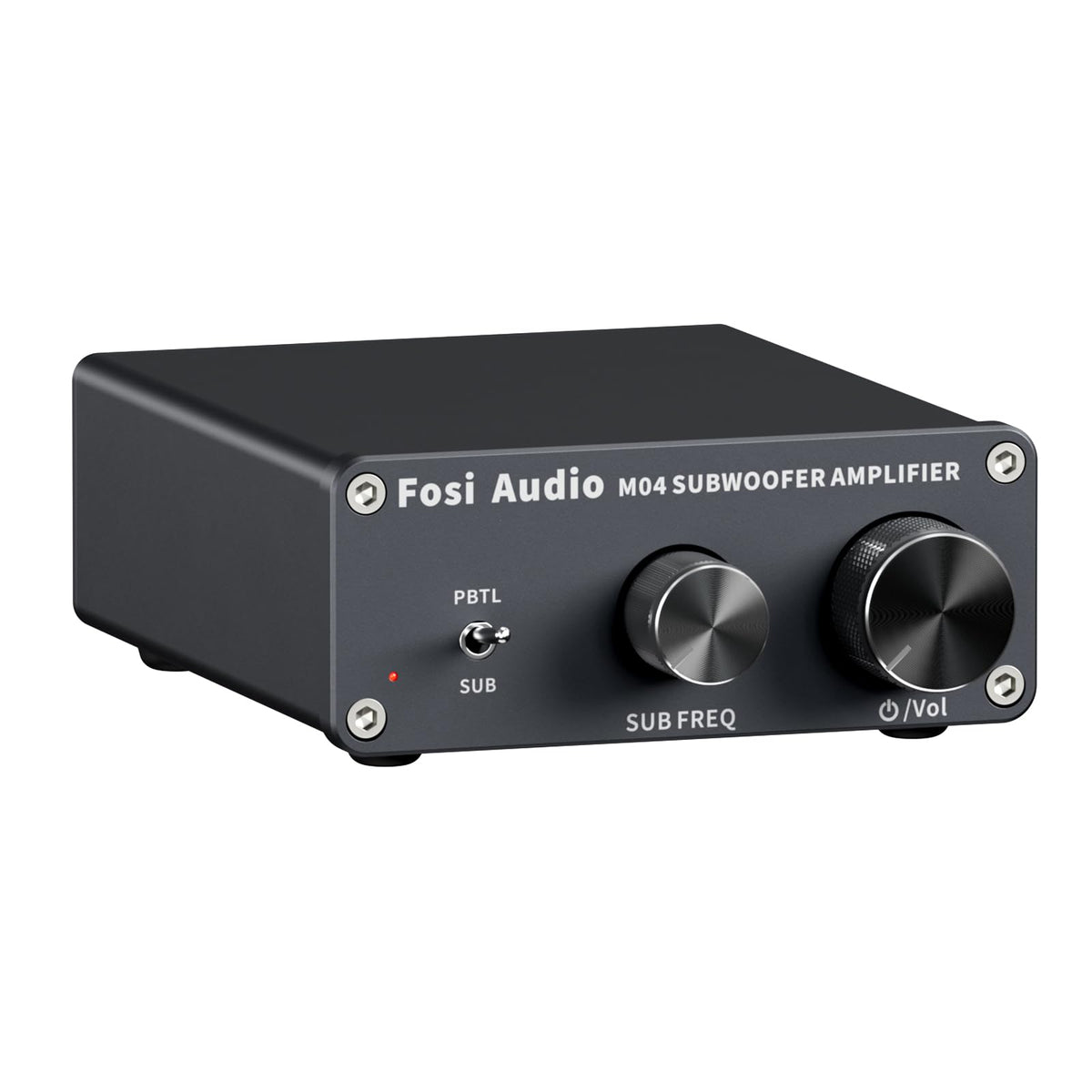 Fosi Audio M04 front panel showing controls and indicators for easy tuning