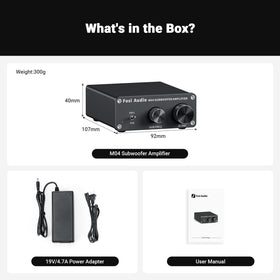 Fosi Audio M04 package contents with user manual for straightforward installation