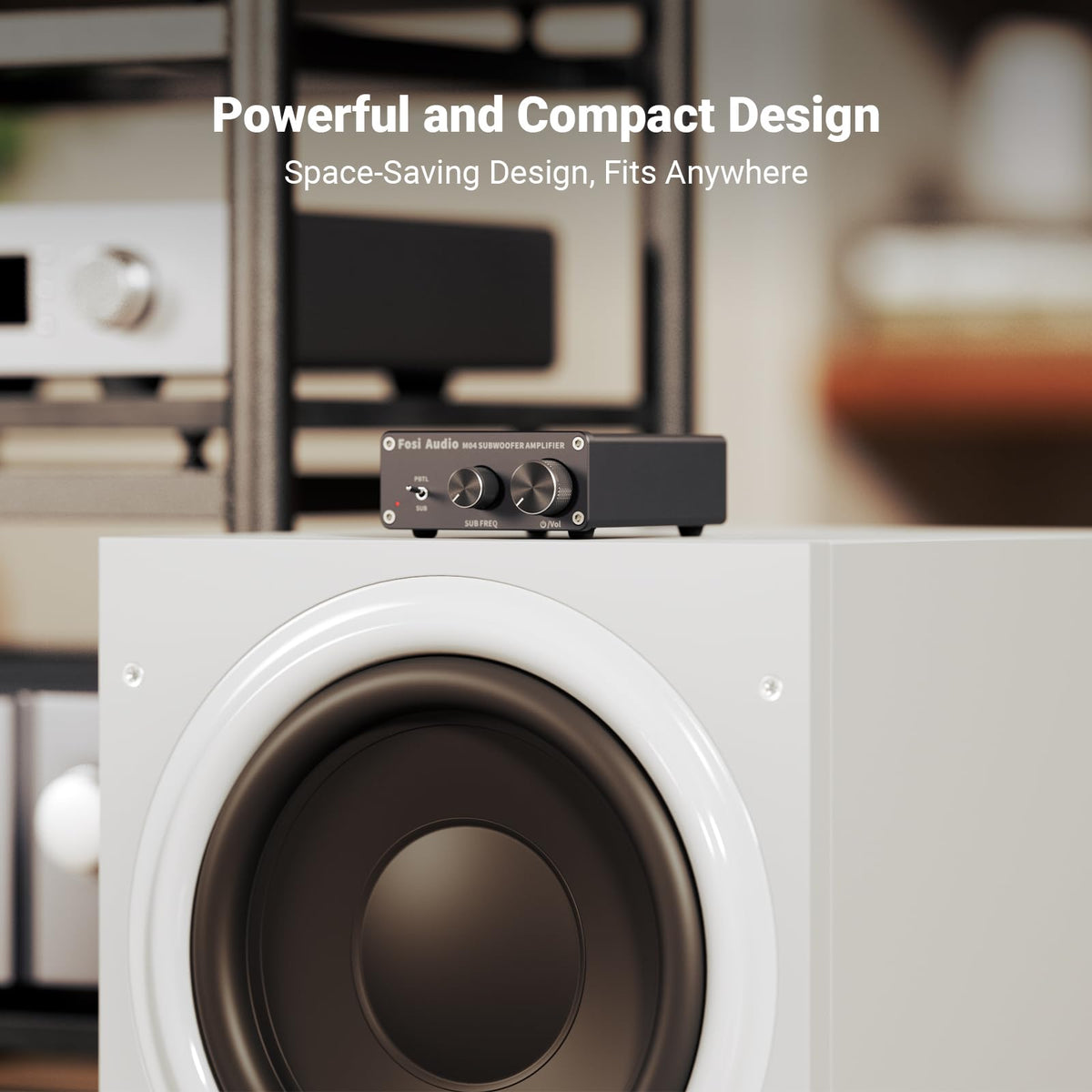 Fosi Audio M04 rear connections with RCA and speaker outputs for simple wiring
