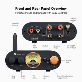 Fosi MC101 Vu meter dial demonstrates dynamic level indication for precise tuning