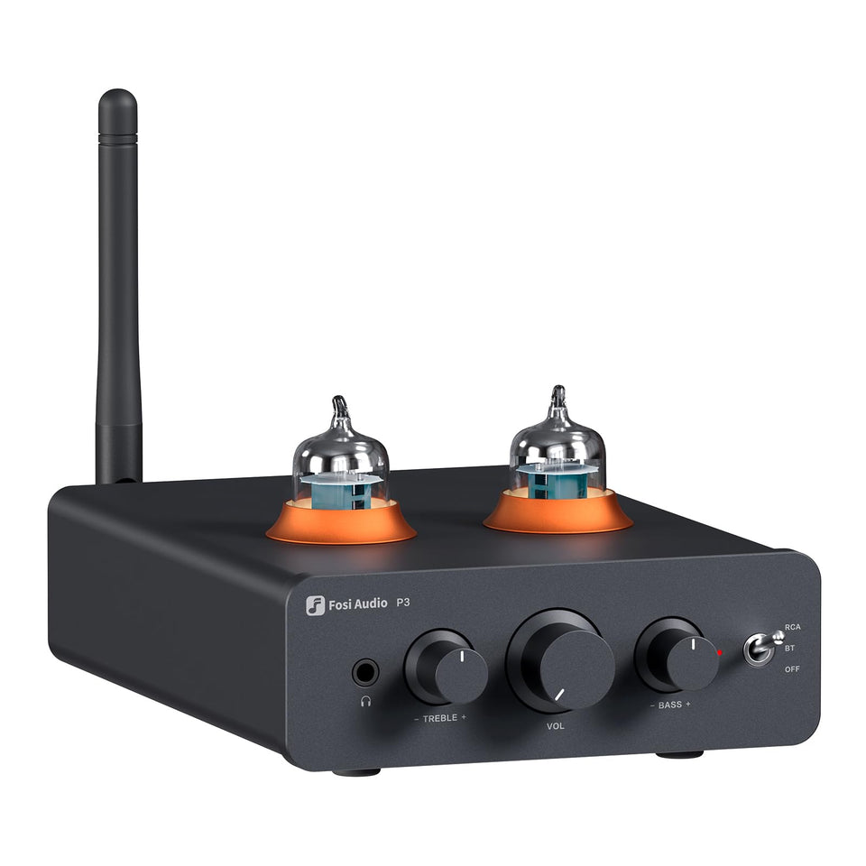 Fosi Audio P3 front view shows compact design for desktop listening