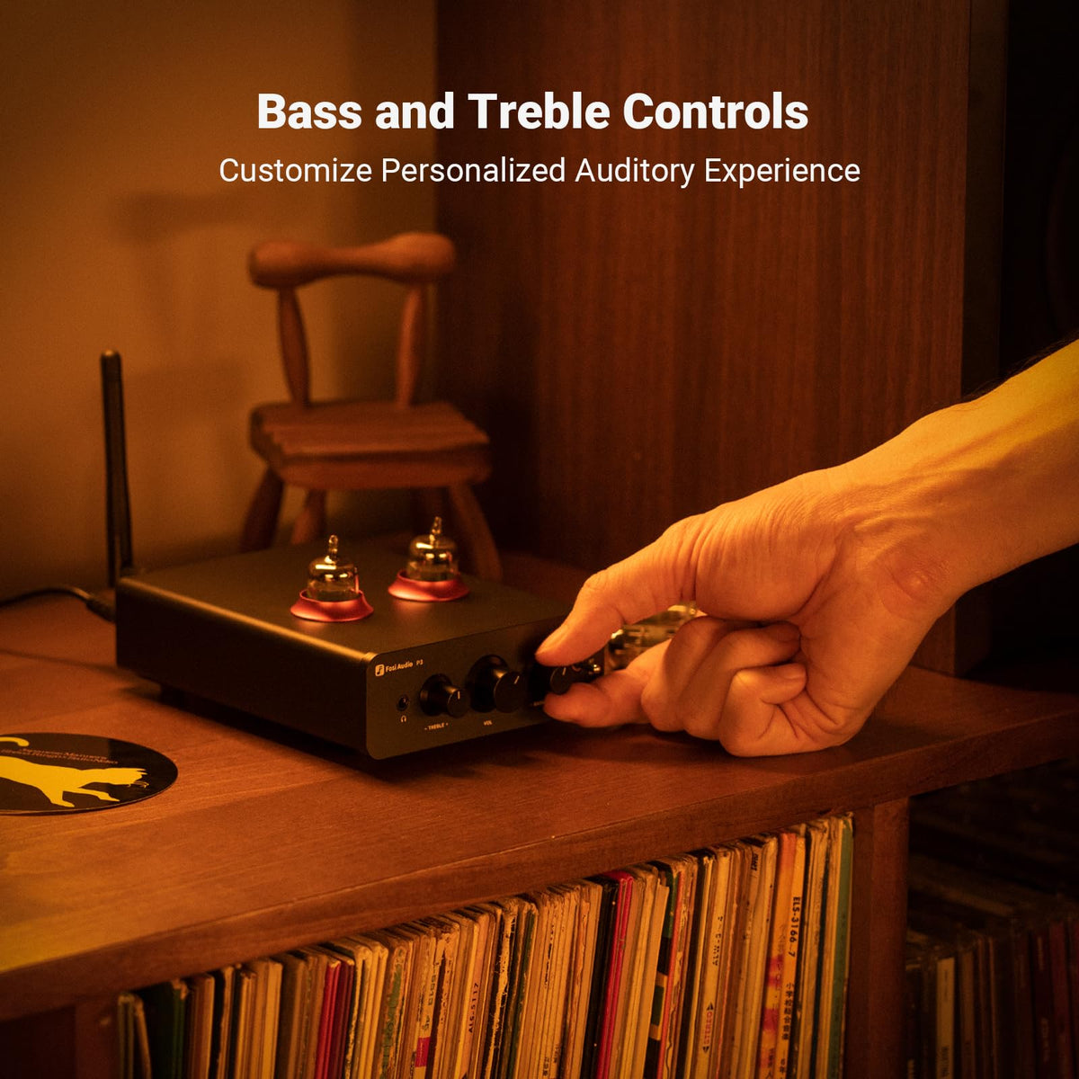 P3 tone controls with bass and treble for precise sound shaping