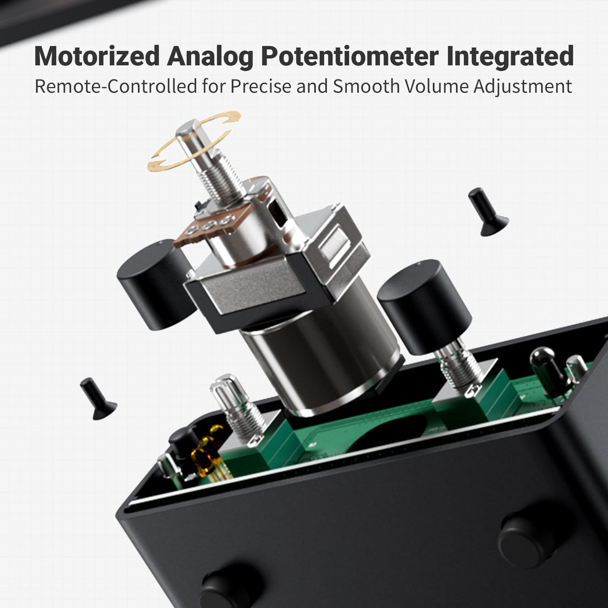 Fosi Audio P4's motorized pot delivers smooth, quiet volume changes