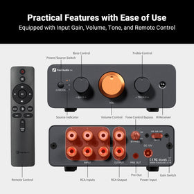 Fosi Audio P4 remote control simplifies quick adjustments during listening sessions