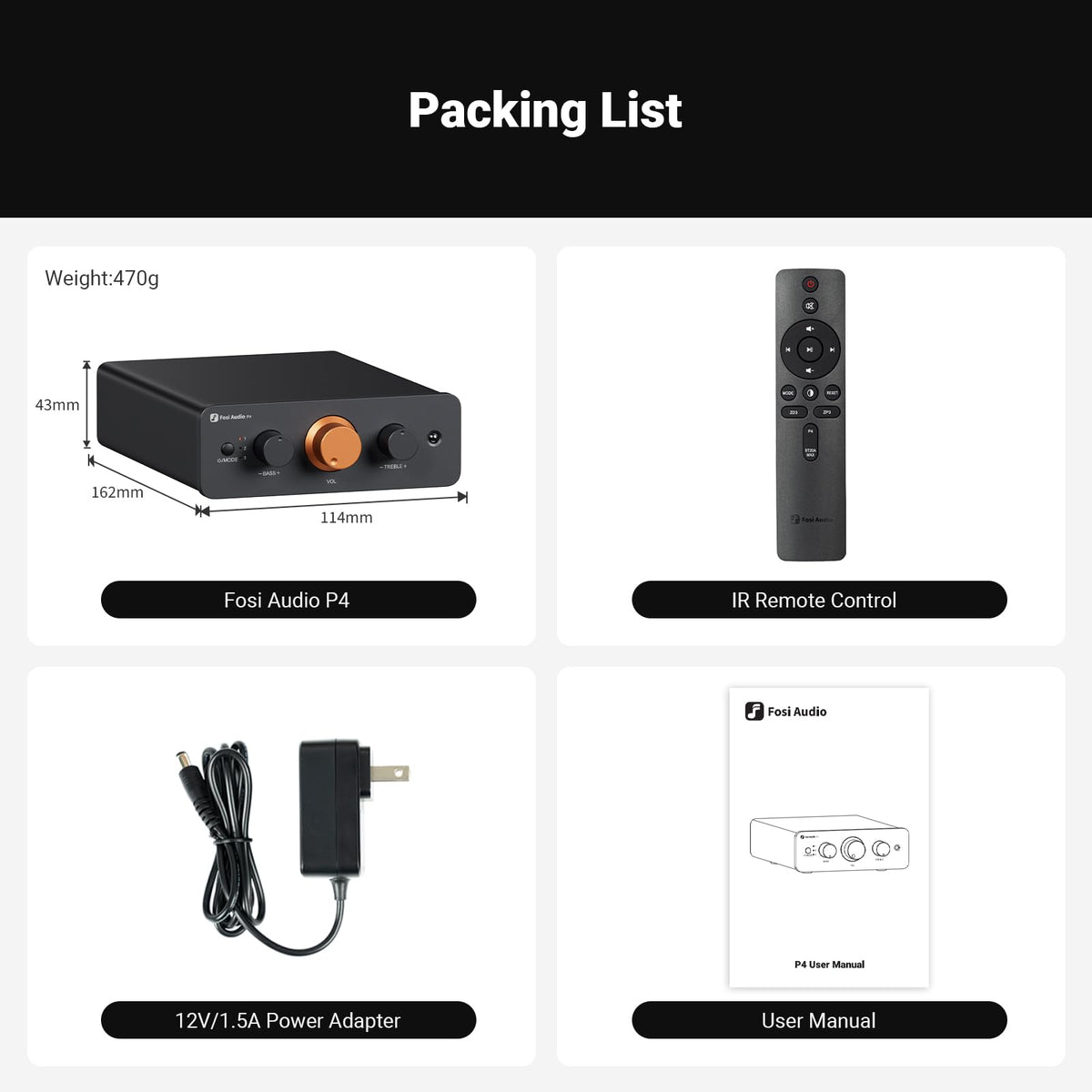 Fosi Audio P4 setup ready for turntable, CD, or streamer connections