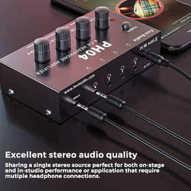 Fosi Audio PH04 ultra-compact footprint fits on a crowded desk for studio or stage use