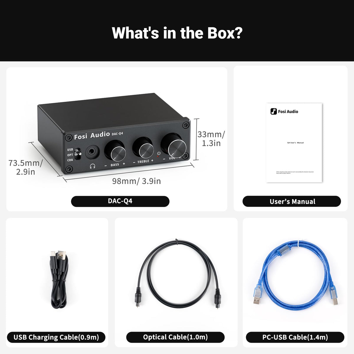 Fosi Audio Q4 3.5mm headphone output for private listening.