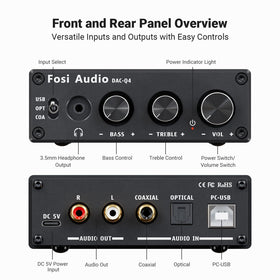 Fosi Audio Q4 RCA outputs connect to powered speakers.