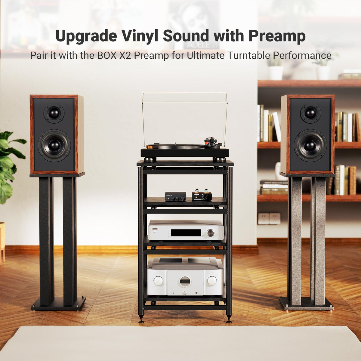 TB10D desktop setup shown under a monitor for compact audio