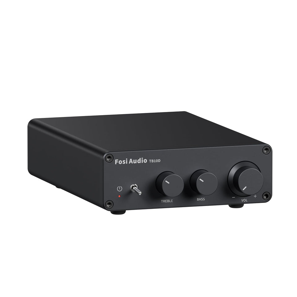 Fosi Audio TB10D front panel with control knobs for tuning