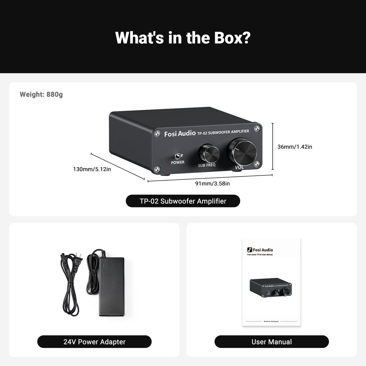 Fosi Audio TP-02 in a compact home theater setup for easy placement.
