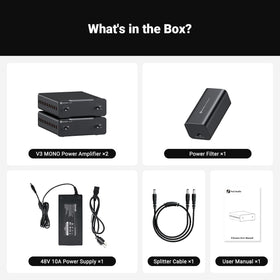 Fosi Audio Two V3 in a home theater setup, powers high‑power speakers effectively.