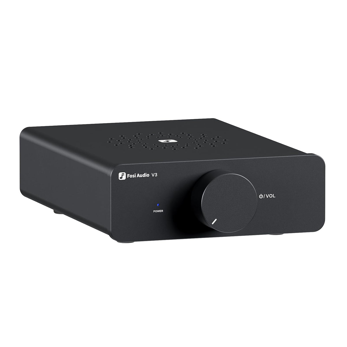 Fosi Audio V3 front panel controls for precise volume adjustment