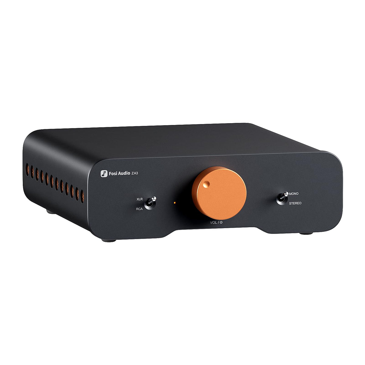 Fosi Audio ZA3 front view showing compact, desktop-ready design.