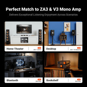 Fosi Audio ZD3 optical and coax inputs cover modern digital sources.