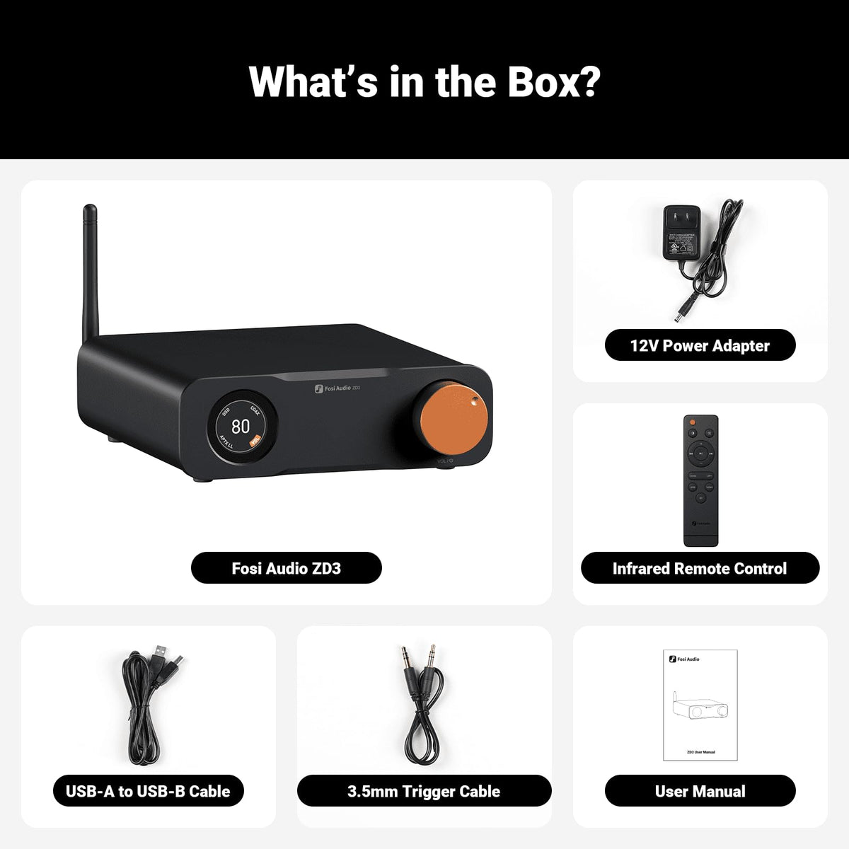 Fosi Audio ZD3 remote control simplifies on-the-fly adjustments.