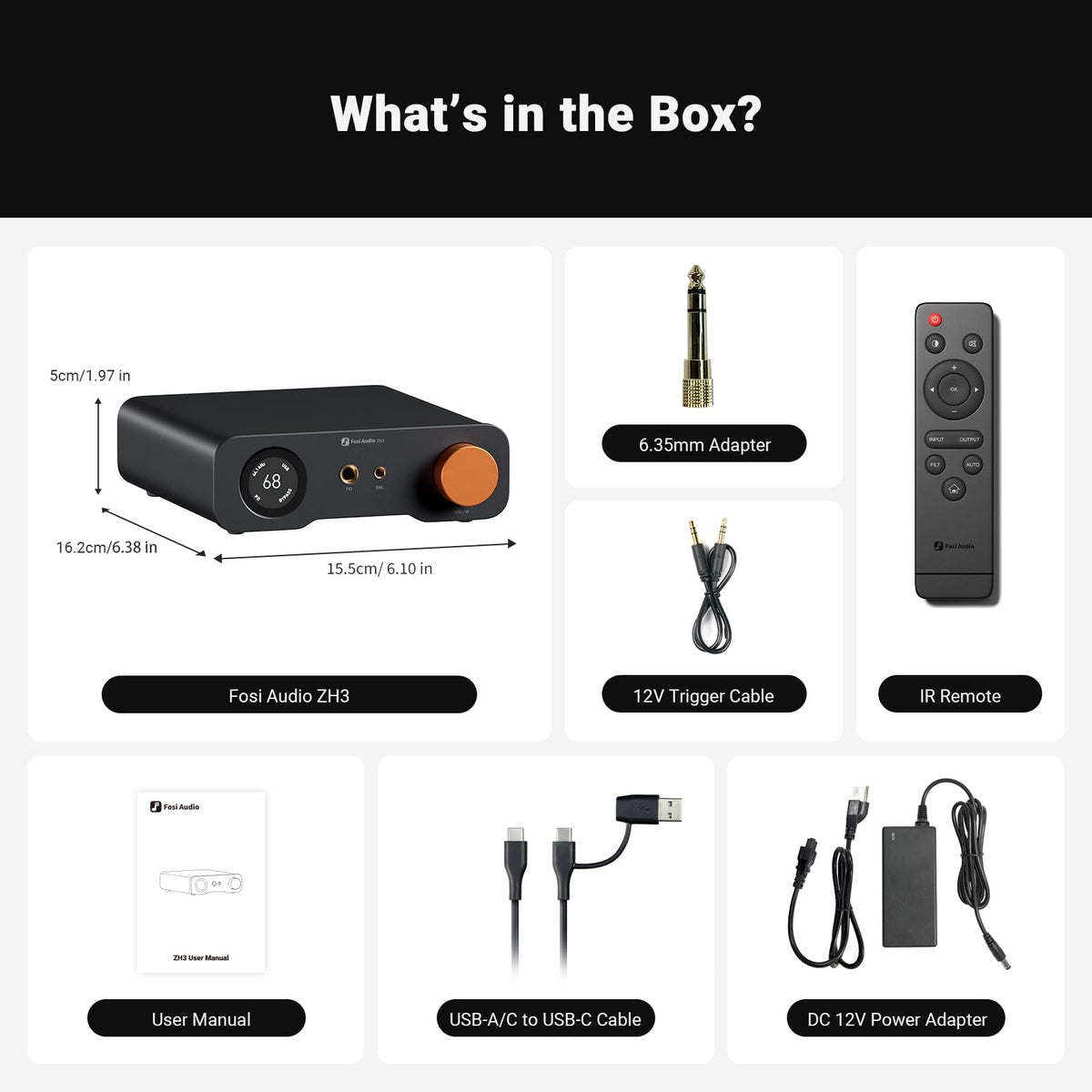 Fosi Audio ZH3 LED display and controls enabling intuitive sound customization.