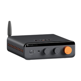 Fosi Audio BT20A MAX front panel with motorized knob for precise control in listening rooms.