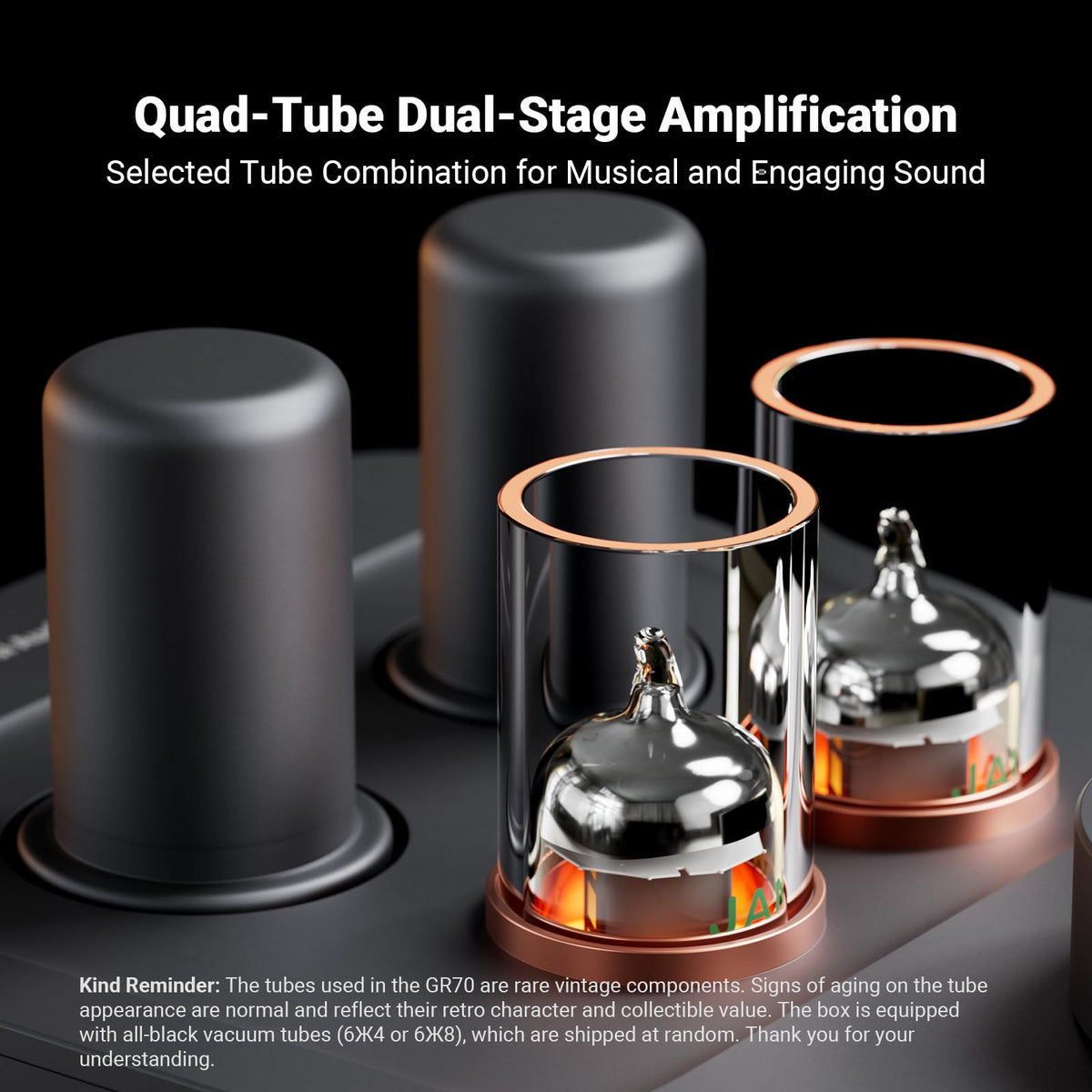 GR70 volume knob close-up, enabling precise control for comfortable listening sessions.