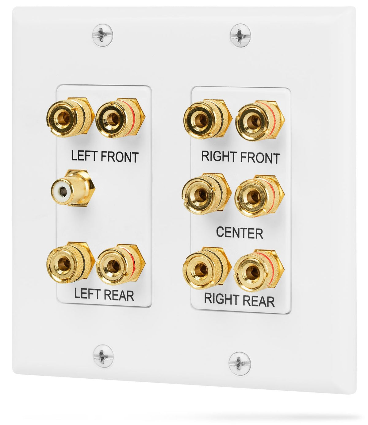 Fosmon 2-Gang wall plate with banana posts for clean speaker wiring