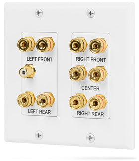 Fosmon 2-Gang wall plate with banana posts for clean speaker wiring
