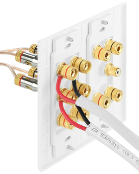 Banana plug compatibility on front and back enables flexible wiring