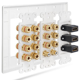 Fosmon wall plate shown in-wall for organized cable management