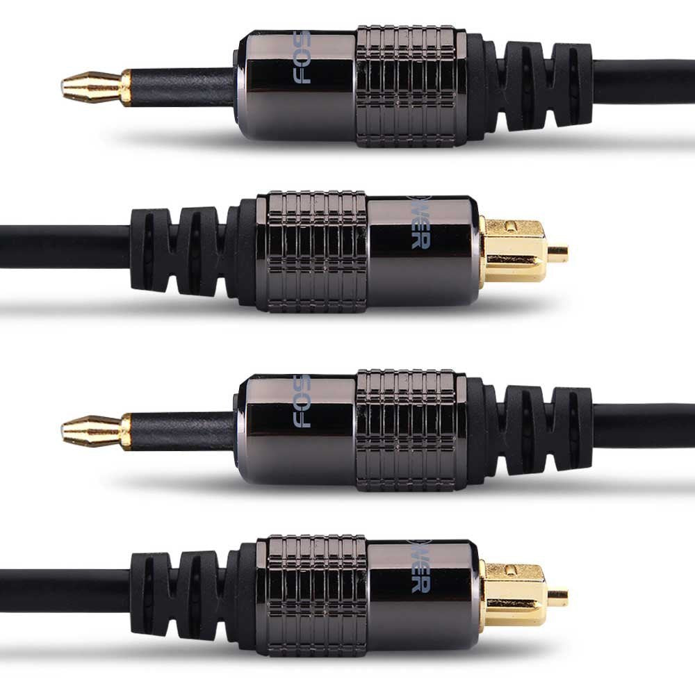 FosPower 24K gold-plated Toslink to mini Toslink cable for high-fidelity digital audio transmission