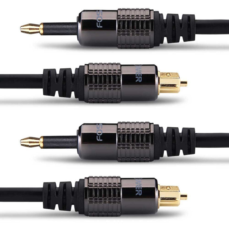FosPower 24K gold-plated Toslink to mini Toslink cable for high-fidelity digital audio transmission