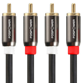 FosPower 2RCA to 2RCA 25ft audio cable with left/right channels for crisp stereo playback.