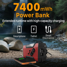 FosPower hand crank detail illustrating manual charging ability