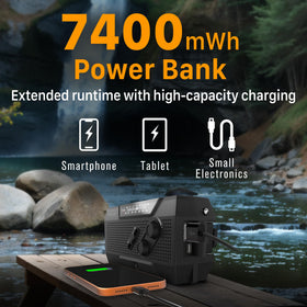 FosPower A1 hand crank being turned to generate power without mains