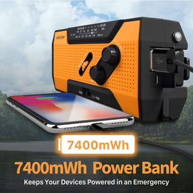 FosPower hand crank in motion demonstrating manual charging when needed