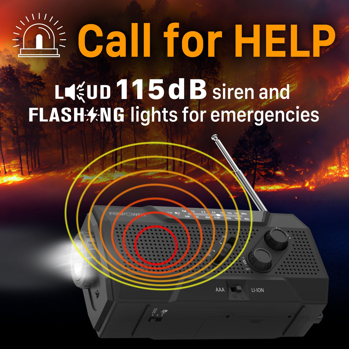 FosPower A1 flashlight beam on, providing reliable light and visibility