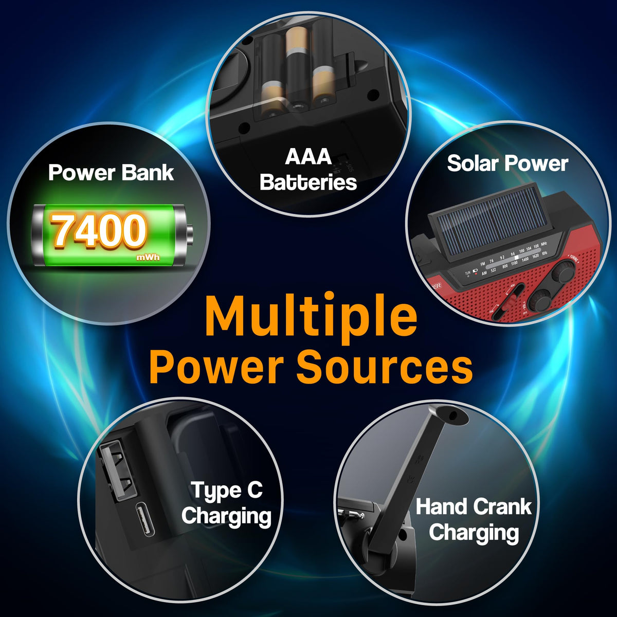 FosPower next to smartphone demonstrating 7400mWh power-bank capacity
