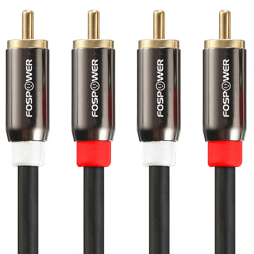 FosPower premium audio cables pack includes two 3ft RCA links for versatile home setups.