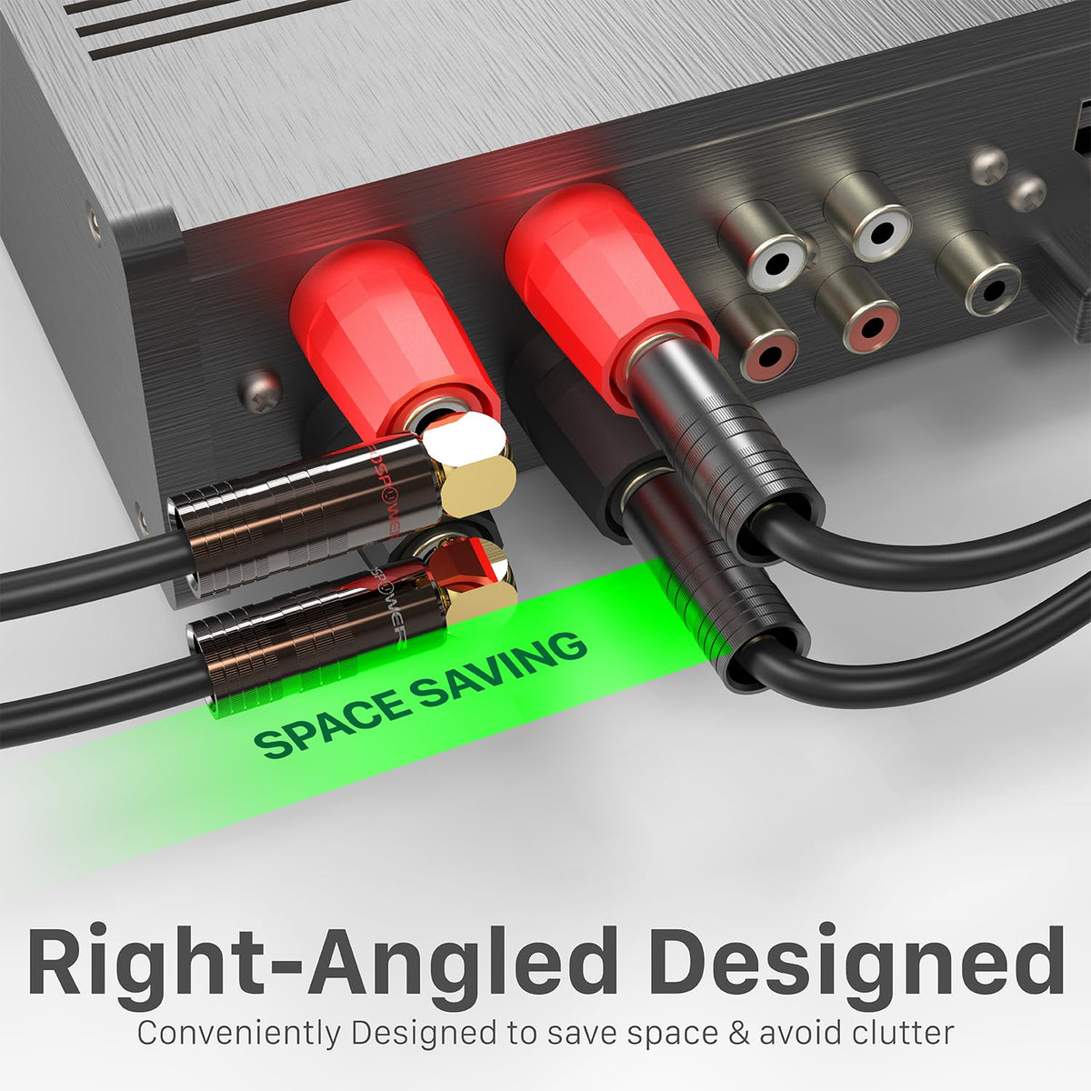 FosPower color-coded banana plugs indicating polarity for easy setup
