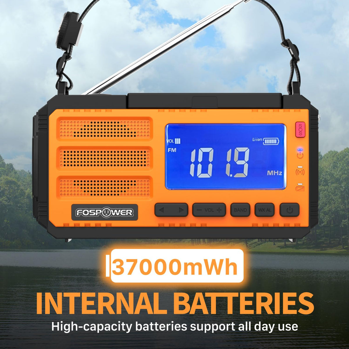 FosPower D8 hand crank being turned to generate power without electricity