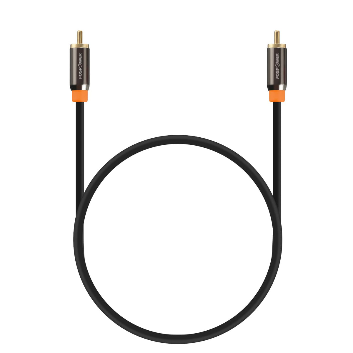 FosPower digital audio coaxial cable shielding detail highlighting EMI/RFI reduction and flexible jacket.